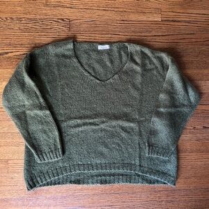 Classic Olive V-Neck Sweater for Women